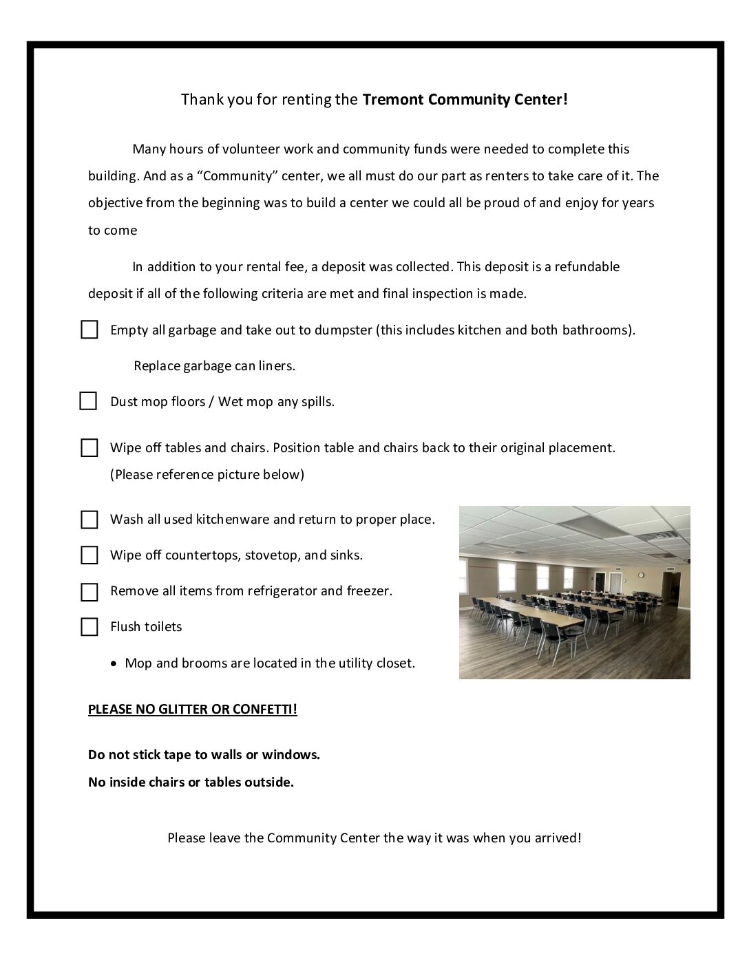 Community Center Checklist