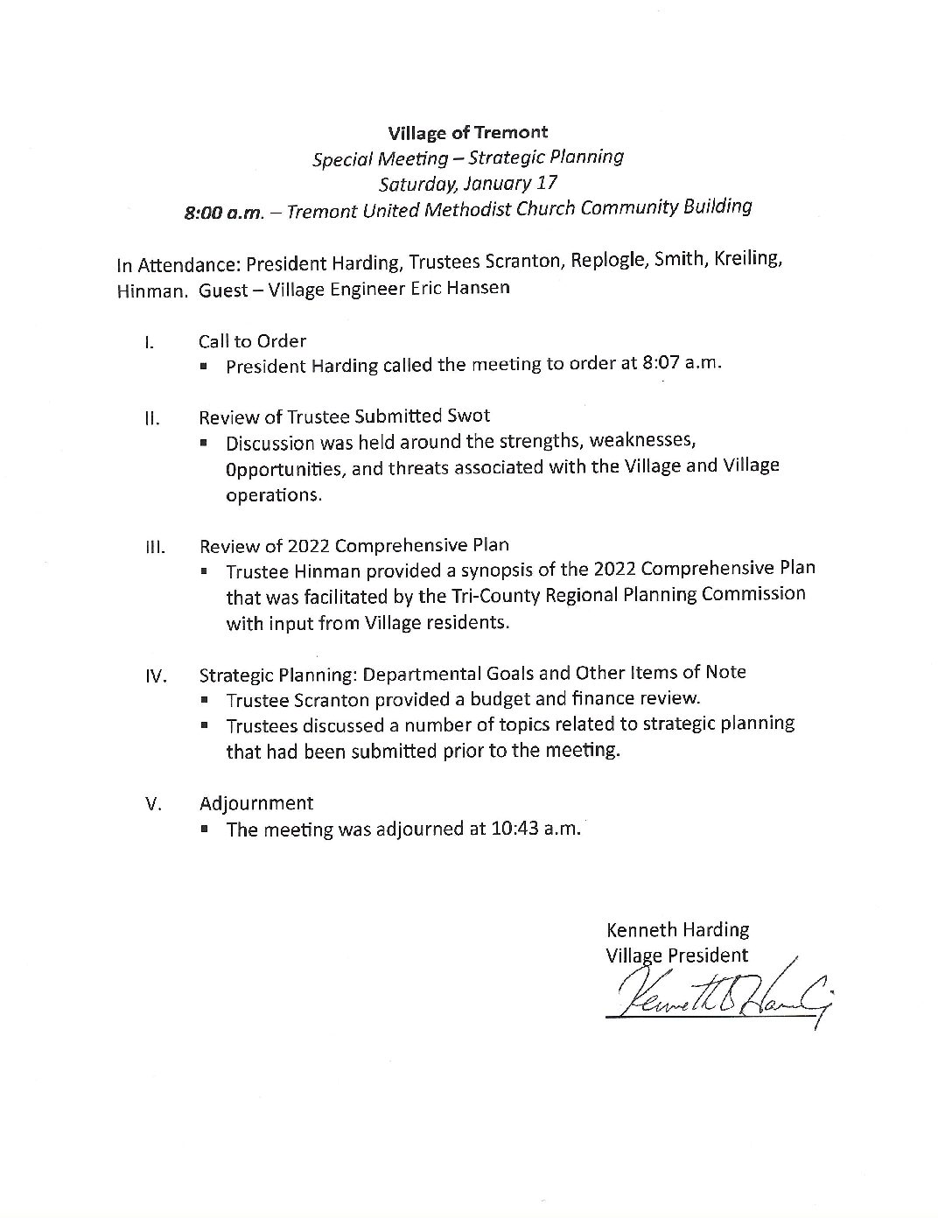 Special Meeting – January 17, 2026